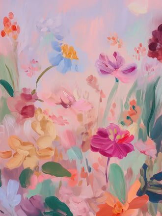 Floral Abstract Wall Art Poster – Soft Pastel Botanical Garden Print