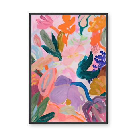 Floral Abstract Wall Art Print – Vibrant Botanical Painting Print