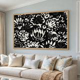 Floral Abstract Wall Decor – Bold Black and White Botanical Pattern