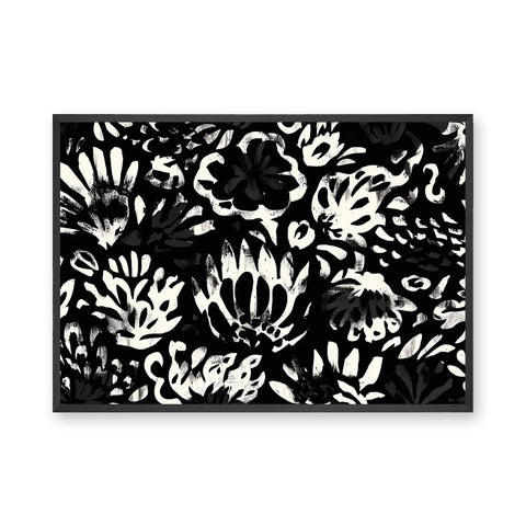 Floral Abstract Wall Decor – Bold Black and White Botanical Pattern