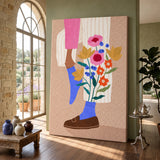 Floral Botanical Modern Wall Art Print – Illustrated Legs with Bright Flowers