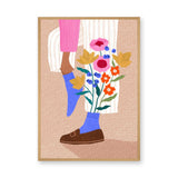Floral Botanical Modern Wall Art Print – Illustrated Legs with Bright Flowers