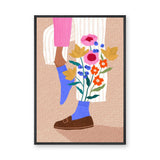 Floral Botanical Modern Wall Art Print – Illustrated Legs with Bright Flowers