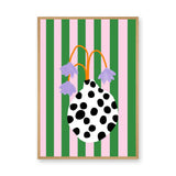 Floral Eclectic Wall Art Print – Purple Flowers in a Spotted Vase