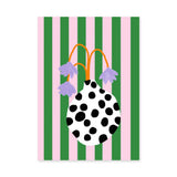 Floral Eclectic Wall Art Print – Purple Flowers in a Spotted Vase