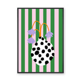 Floral Eclectic Wall Art Print – Purple Flowers in a Spotted Vase
