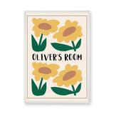 Floral Kids Typography Wall Decor – Oliver's Room Yellow Flower Print