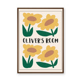 Floral Kids Typography Wall Decor – Oliver's Room Yellow Flower Print