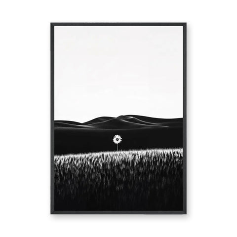 Floral Landscape Minimalist Wall Decor – Black and White Daisy Print