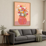 Floral Maximalist Wall Art Poster – Colorful Bouquet in Striped Vase