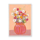 Floral Maximalist Wall Art Poster – Colorful Bouquet in Striped Vase