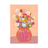 Floral Maximalist Wall Art Poster – Colorful Bouquet in Striped Vase