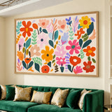 Floral Maximalist Wall Art Print – Playful Multicolor Botanical Pattern