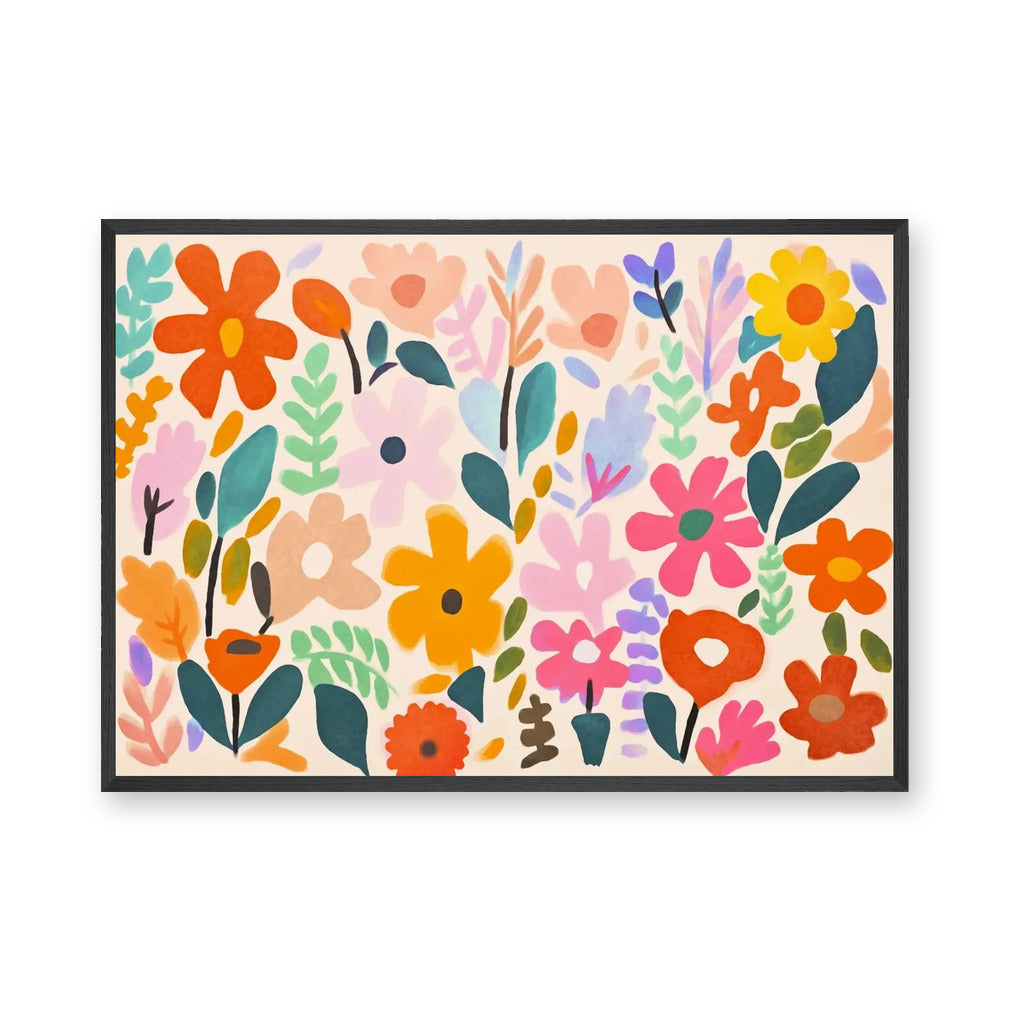 Floral Maximalist Wall Art Print – Playful Multicolor Botanical Pattern