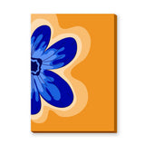 Floral Modern Pop Art Wall Art Print – Blue Flower on Orange Background