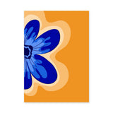 Floral Modern Pop Art Wall Art Print – Blue Flower on Orange Background