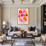 Floral Modern Wall Art Poster – Vibrant Wild Flowers Bouquet Typography