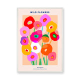 Floral Modern Wall Art Poster – Vibrant Wild Flowers Bouquet Typography