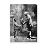 Floral Portrait Modern Pop-Art Wall Art Print – Boy Sharing Flowers Scene