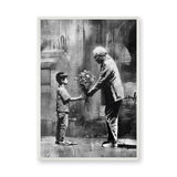 Floral Portrait Modern Pop-Art Wall Art Print – Boy Sharing Flowers Scene