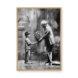 Floral Portrait Modern Pop-Art Wall Art Print – Boy Sharing Flowers Scene