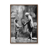 Floral Portrait Modern Pop-Art Wall Art Print – Boy Sharing Flowers Scene