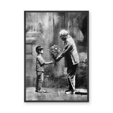 Floral Portrait Modern Pop-Art Wall Art Print – Boy Sharing Flowers Scene