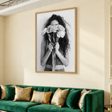 Floral Portrait Photography Modern Wall Art Poster – Woman Behind Flowers
