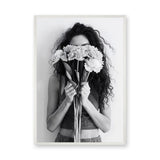 Floral Portrait Photography Modern Wall Art Poster – Woman Behind Flowers