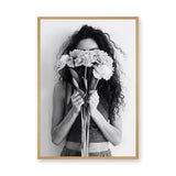 Floral Portrait Photography Modern Wall Art Poster – Woman Behind Flowers