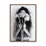 Floral Portrait Photography Modern Wall Art Poster – Woman Behind Flowers