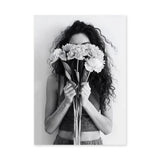 Floral Portrait Photography Modern Wall Art Poster – Woman Behind Flowers