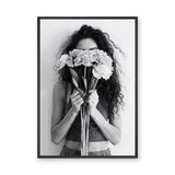 Floral Portrait Photography Modern Wall Art Poster – Woman Behind Flowers