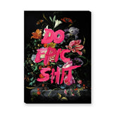 Floral Still Life Typography Wall Art Poster – Dark Bouquet with Hot Pink Quote