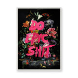 Floral Still Life Typography Wall Art Poster – Dark Bouquet with Hot Pink Quote