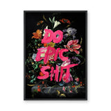 Floral Still Life Typography Wall Art Poster – Dark Bouquet with Hot Pink Quote