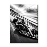 Formula Racing Car Modern Wall Art Poster – Black and White Speed Photo