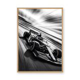 Formula Racing Car Modern Wall Art Poster – Black and White Speed Photo