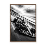 Formula Racing Car Modern Wall Art Poster – Black and White Speed Photo