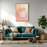 French Fries Pop Art Wall Art Print – Pink Food Print for Playful Spaces