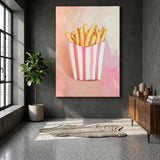 French Fries Pop Art Wall Art Print – Pink Food Print for Playful Spaces
