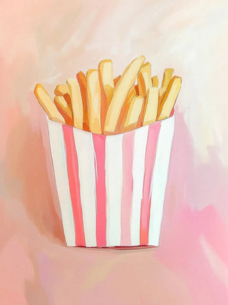 French Fries Pop Art Wall Art Print – Pink Food Print for Playful Spaces