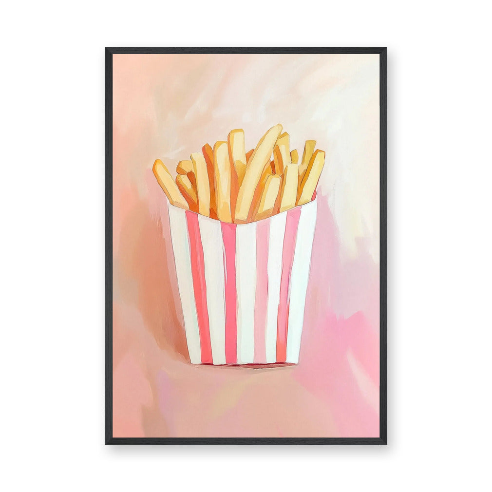 French Fries Pop Art Wall Art Print – Pink Food Print for Playful Spaces