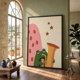 Frog Saxophone Kids Wall Art Poster – Retro Music Print for Nursery