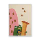 Frog Saxophone Kids Wall Art Poster – Retro Music Print for Nursery