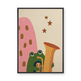 Frog Saxophone Kids Wall Art Poster – Retro Music Print for Nursery