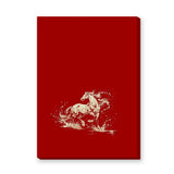 Galloping Horse Traditional Wall Decor – Cream Horse on Red