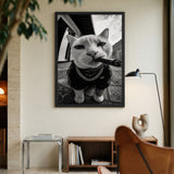 Gangster Cat Pop Art Wall Decor – Black and White Streetwear Cat Print