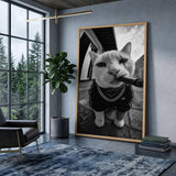 Gangster Cat Pop Art Wall Decor – Black and White Streetwear Cat Print