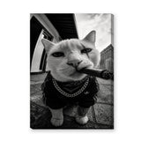 Gangster Cat Pop Art Wall Decor – Black and White Streetwear Cat Print